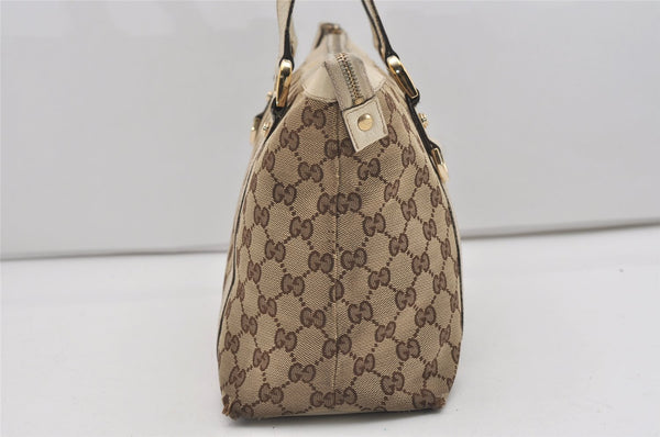 Authentic GUCCI Abbey Shoulder Tote Bag GG Canvas Leather 141470 Brown 9083I