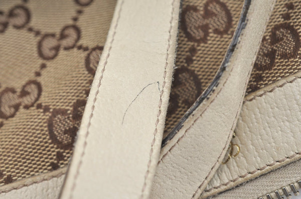 Authentic GUCCI Abbey Shoulder Tote Bag GG Canvas Leather 141470 Brown 9083I