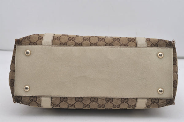 Authentic GUCCI Abbey Shoulder Tote Bag GG Canvas Leather 141470 Brown 9083I