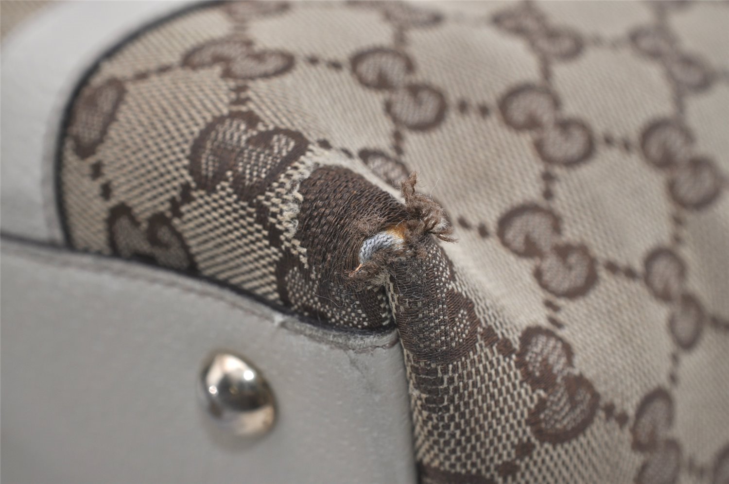 Authentic GUCCI Abbey Shoulder Tote Bag GG Canvas Leather 141470 Brown 9083I