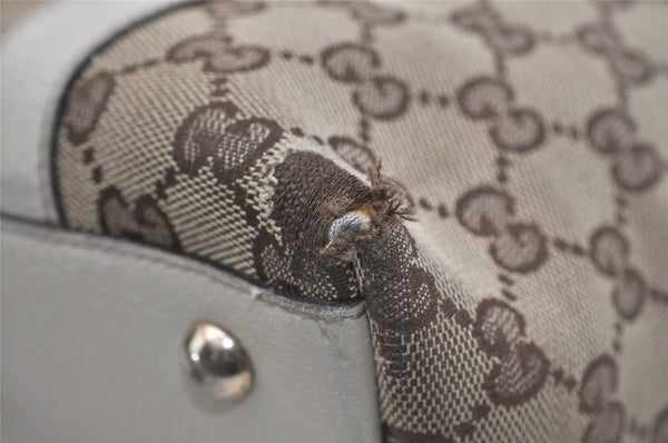 Authentic GUCCI Abbey Shoulder Tote Bag GG Canvas Leather 141470 Brown 9083I