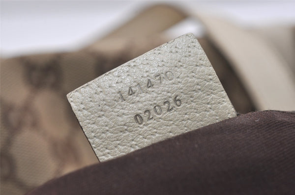 Authentic GUCCI Abbey Shoulder Tote Bag GG Canvas Leather 141470 Brown 9083I