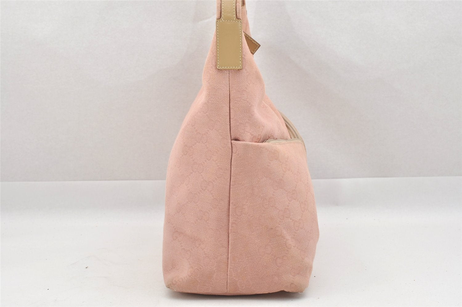 Authentic GUCCI Vintage Shoulder Hand Bag GG Canvas Leather 0013380 Pink 9085I