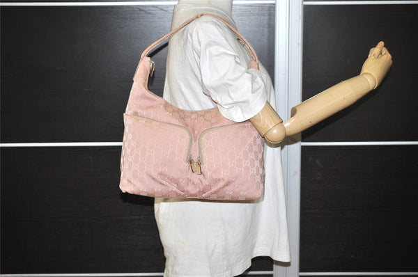 Authentic GUCCI Vintage Shoulder Hand Bag GG Canvas Leather 0013380 Pink 9085I