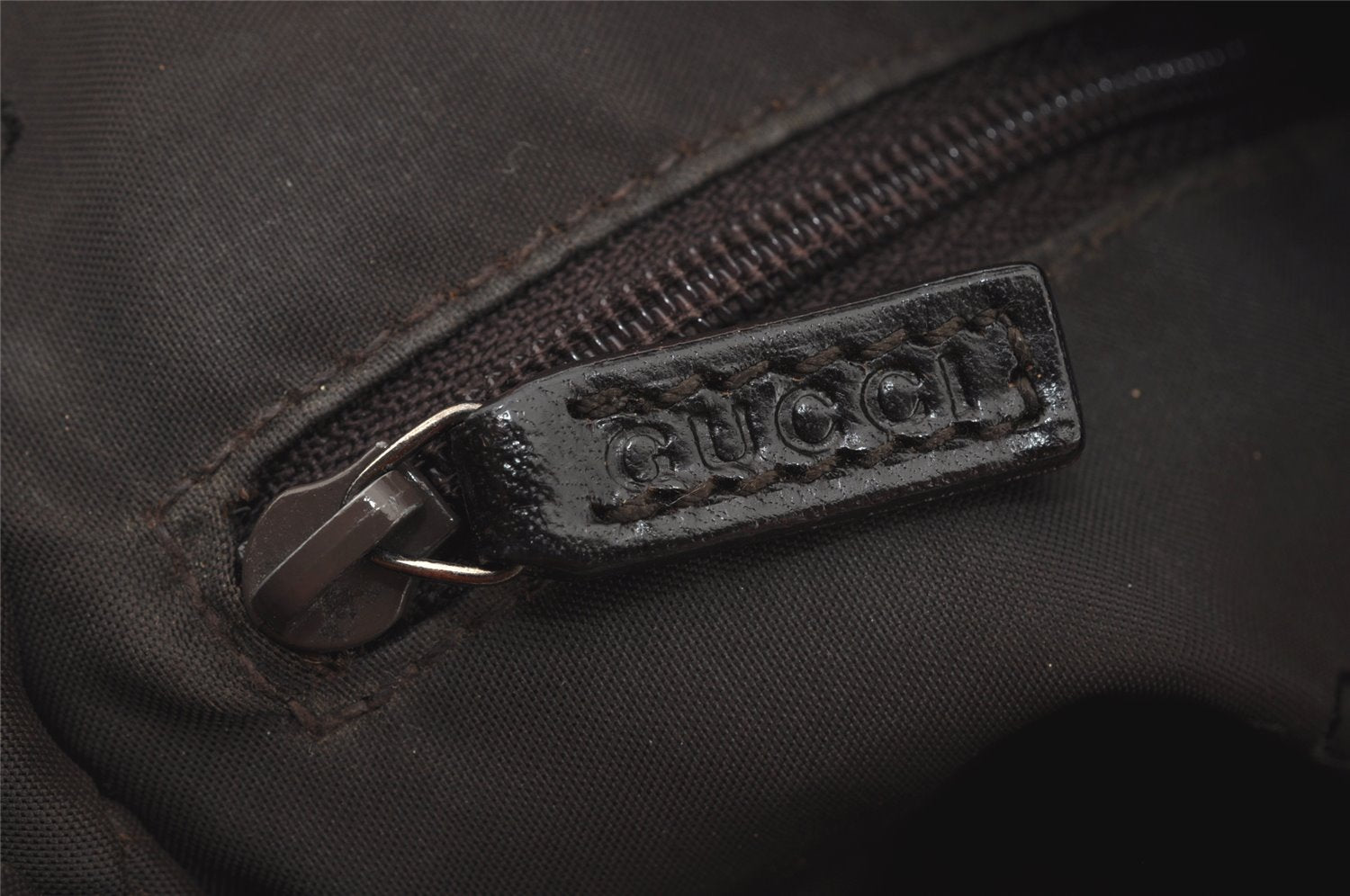 Authentic GUCCI Shoulder Hand Bag Nylon Leather 0013770 Black 9086I