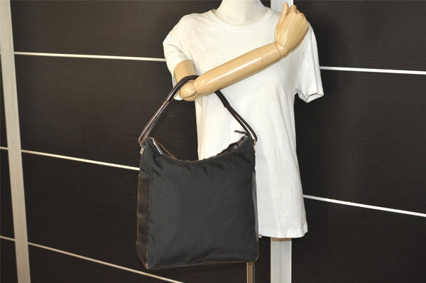 Authentic GUCCI Shoulder Hand Bag Nylon Leather 0013770 Black 9086I