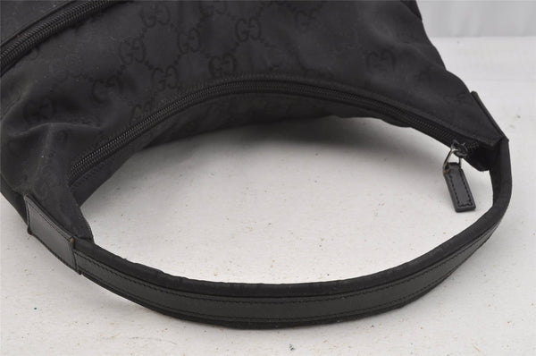 Authentic GUCCI Shoulder Hand Bag Purse GG Nylon Leather 0013380 Black 9087I