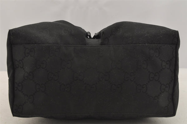 Authentic GUCCI Shoulder Hand Bag Purse GG Nylon Leather 0013380 Black 9087I