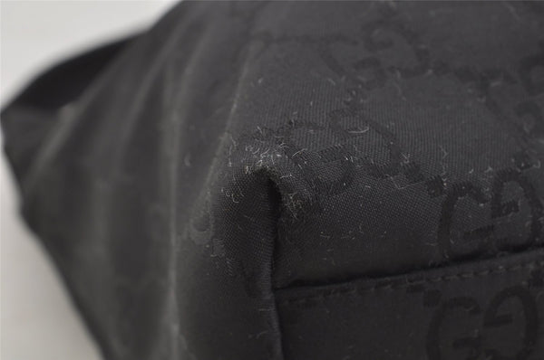 Authentic GUCCI Shoulder Hand Bag Purse GG Nylon Leather 0013380 Black 9087I