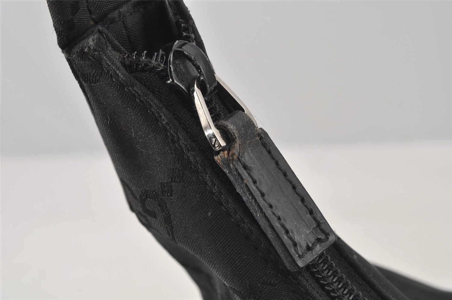 Authentic GUCCI Shoulder Hand Bag Purse GG Nylon Leather 0013380 Black 9087I