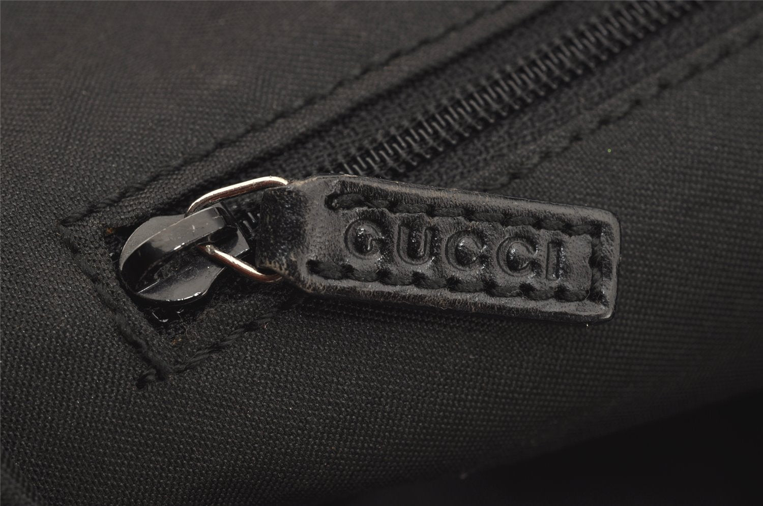 Authentic GUCCI Shoulder Hand Bag Purse GG Nylon Leather 0013380 Black 9087I