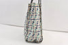 Authentic FENDI Zucca Shoulder Tote Bag Nylon Leather Green Navy 9087J