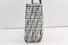 Authentic FENDI Zucca Shoulder Tote Bag Nylon Leather Green Navy 9087J