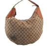 Authentic GUCCI Horsebit Shoulder Hand Bag GG Canvas Leather 145764 Brown 9088I