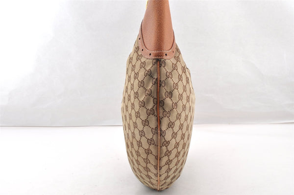 Authentic GUCCI Horsebit Shoulder Hand Bag GG Canvas Leather 145764 Brown 9088I