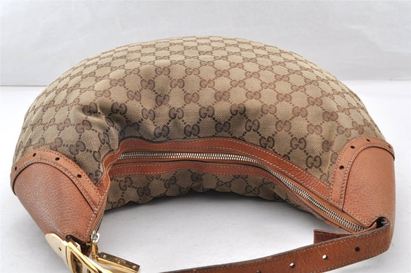 Authentic GUCCI Horsebit Shoulder Hand Bag GG Canvas Leather 145764 Brown 9088I