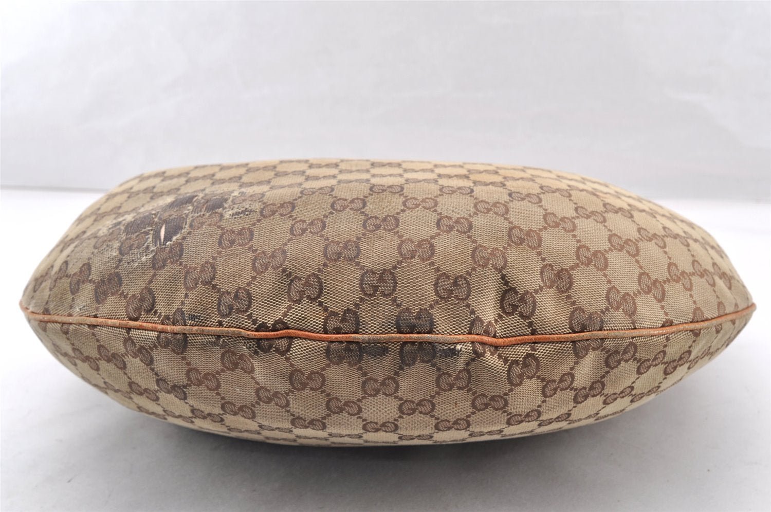 Authentic GUCCI Horsebit Shoulder Hand Bag GG Canvas Leather 145764 Brown 9088I