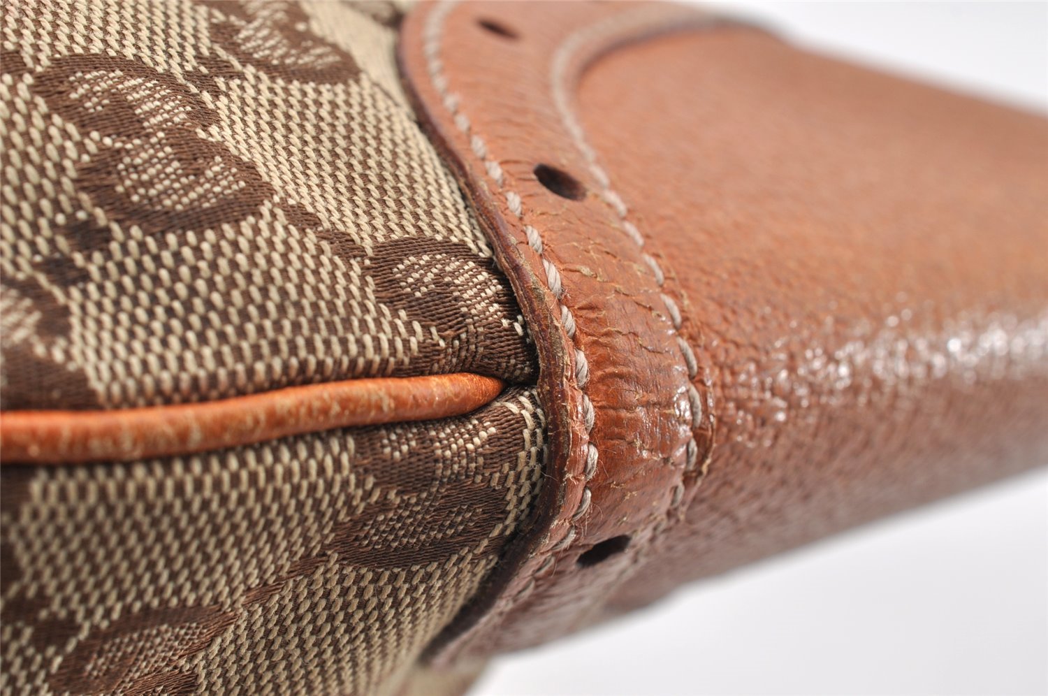 Authentic GUCCI Horsebit Shoulder Hand Bag GG Canvas Leather 145764 Brown 9088I