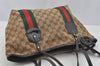 Authentic GUCCI Jolie Web Sherry Line Tote Bag GG Canvas 211971 Brown Junk 9091I