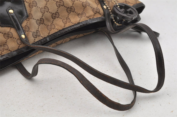 Authentic GUCCI Jolie Web Sherry Line Tote Bag GG Canvas 211971 Brown Junk 9091I