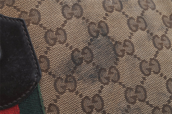 Authentic GUCCI Jolie Web Sherry Line Tote Bag GG Canvas 211971 Brown Junk 9091I