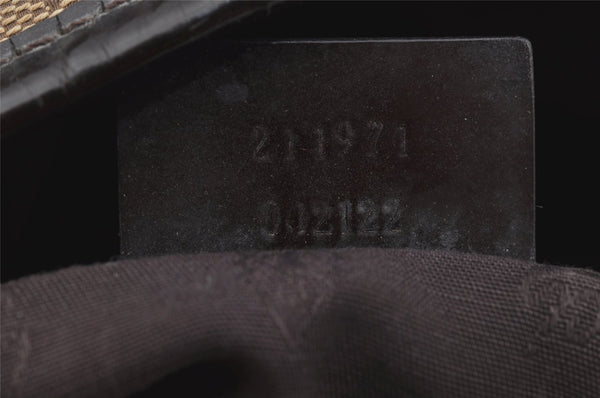 Authentic GUCCI Jolie Web Sherry Line Tote Bag GG Canvas 211971 Brown Junk 9091I