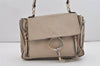 Authentic Chloe Faye Vintage 2Way Shoulder Hand Bag Purse Leather Beige 9093I