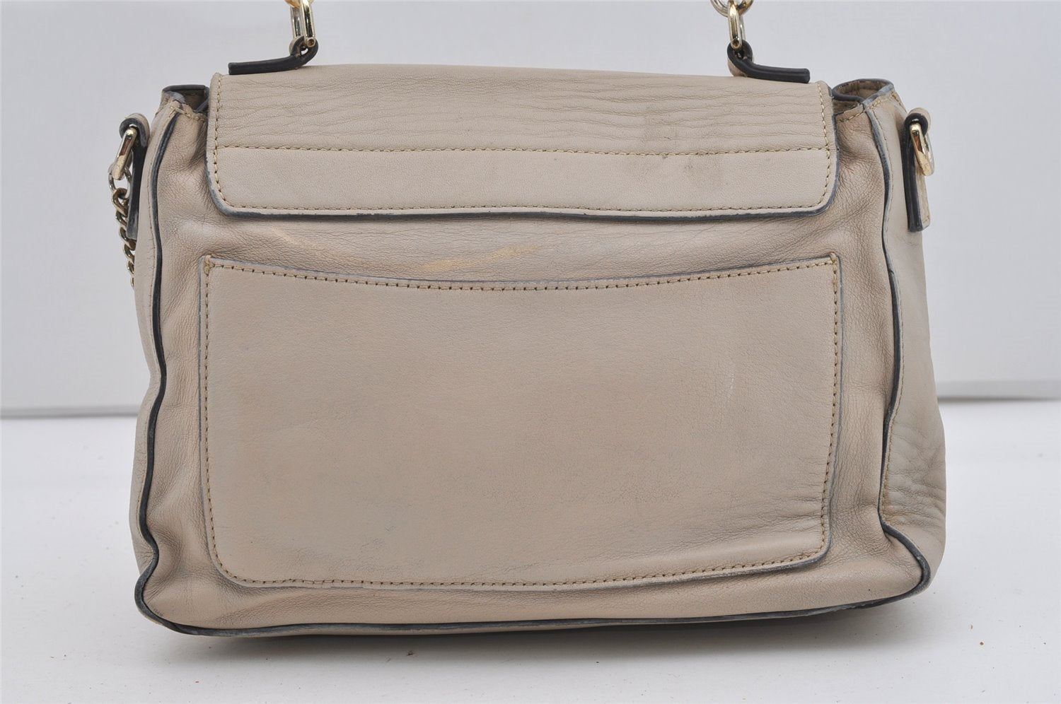 Authentic Chloe Faye Vintage 2Way Shoulder Hand Bag Purse Leather Beige 9093I