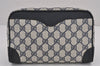 Authentic GUCCI Vintage Clutch Hand Bag Purse GG PVC Leather Navy Blue 9094J