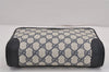 Authentic GUCCI Vintage Clutch Hand Bag Purse GG PVC Leather Navy Blue 9094J