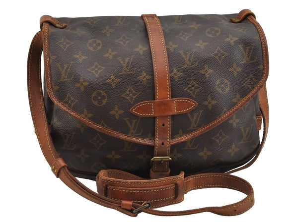 Authentic Louis Vuitton Monogram Saumur 30 Shoulder Cross Bag M42256 LV 9095J