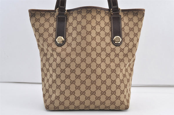 Authentic GUCCI Charmy Shoulder Tote Bag GG Canvas Leather 153009 Brown 9096J