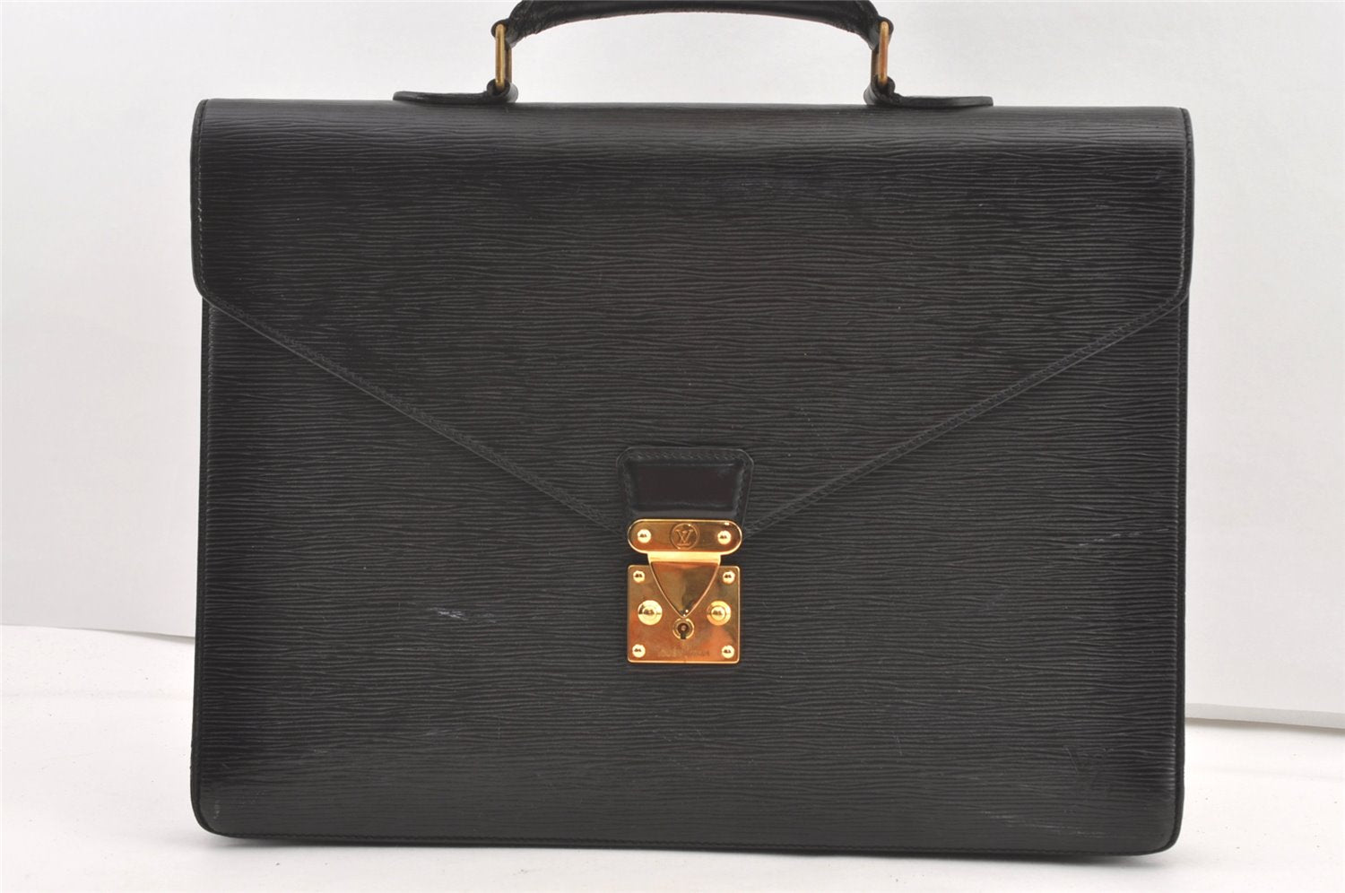 Authentic Louis Vuitton Epi Porte Documents Voyage Briefcase M59162 Black 9098J