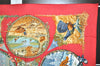 Authentic HERMES Carre 90 Scarf "Les Quatre Saisons" Silk Red 9099J