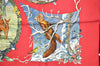 Authentic HERMES Carre 90 Scarf "Les Quatre Saisons" Silk Red 9099J