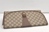 Authentic GUCCI Web Sherry Line Clutch Hand Bag Purse GG PVC Leather Brown 9104J