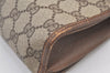 Authentic GUCCI Web Sherry Line Clutch Hand Bag Purse GG PVC Leather Brown 9104J