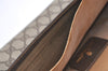Authentic GUCCI Web Sherry Line Clutch Hand Bag Purse GG PVC Leather Brown 9104J