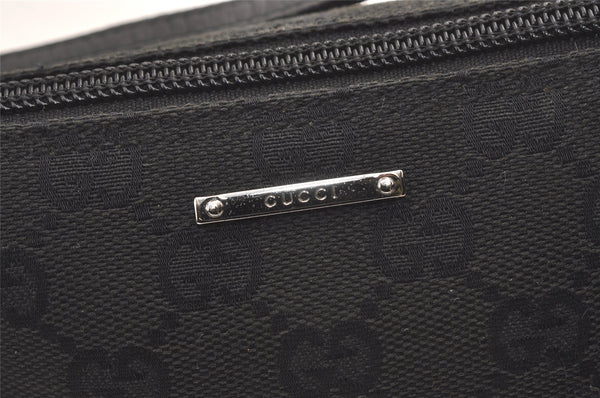 Authentic GUCCI Hand Bag Pouch Purse GG Canvas Leather 07198 Black 9107J