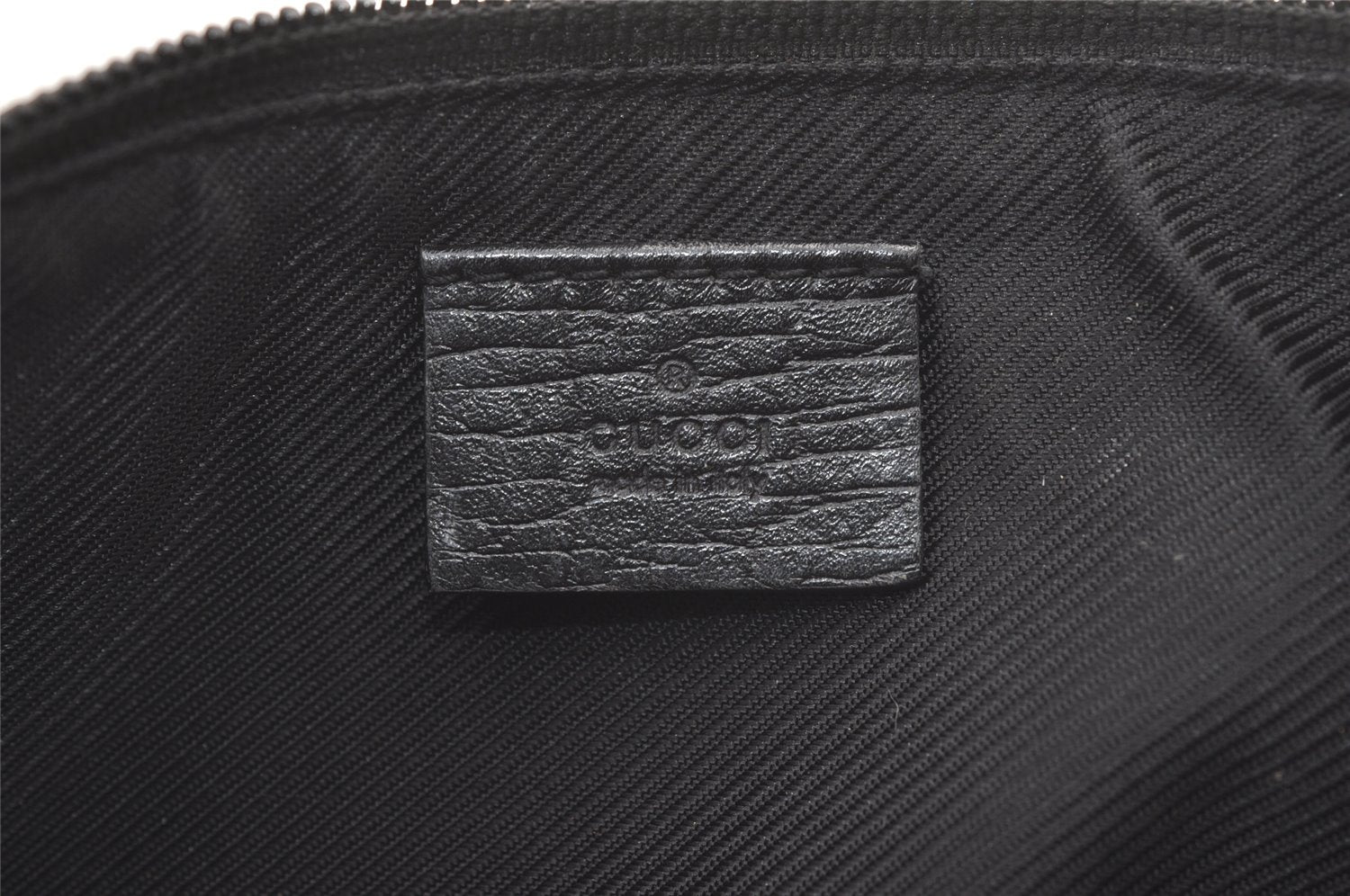 Authentic GUCCI Hand Bag Pouch Purse GG Canvas Leather 07198 Black 9107J