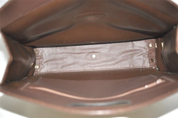 Authentic Burberrys Vintage Check Canvas Leather Hand Bag Beige Khaki 9108J