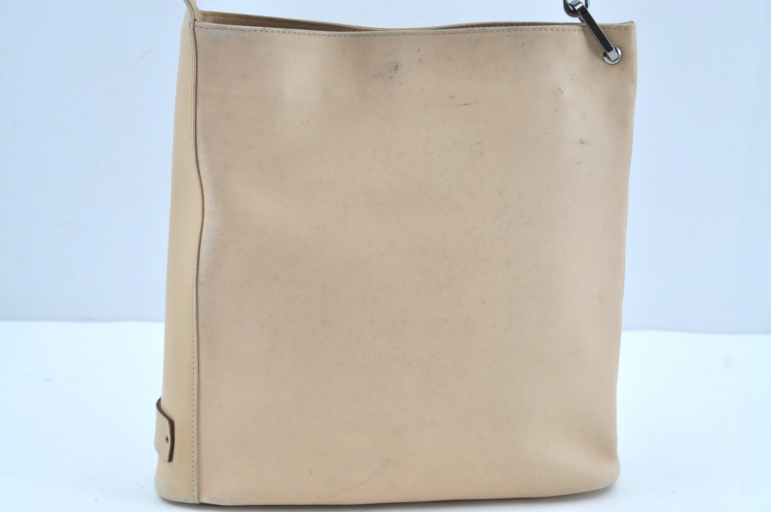 Authentic GUCCI Vintage Shoulder Cross Body Bag Purse Leather 91761 Beige 9112H