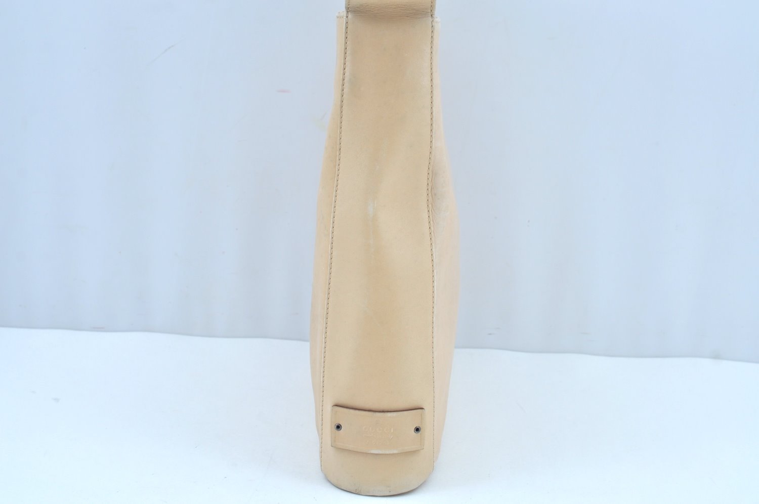 Authentic GUCCI Vintage Shoulder Cross Body Bag Purse Leather 91761 Beige 9112H