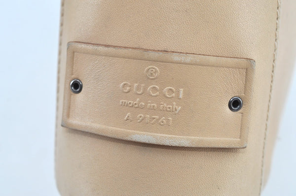 Authentic GUCCI Vintage Shoulder Cross Body Bag Purse Leather 91761 Beige 9112H