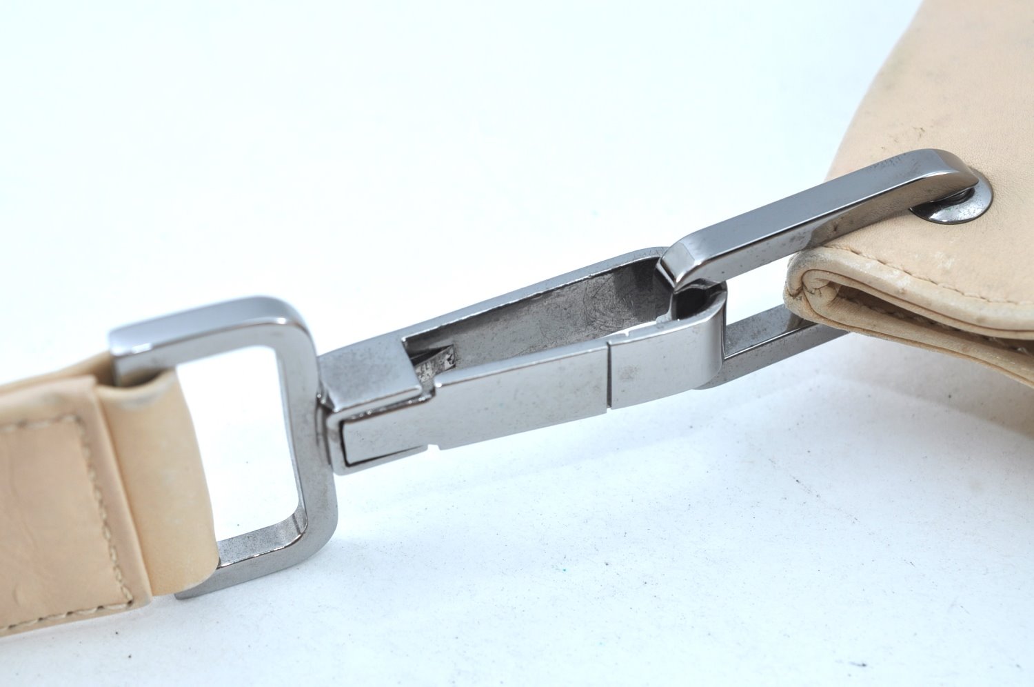 Authentic GUCCI Vintage Shoulder Cross Body Bag Purse Leather 91761 Beige 9112H