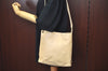 Authentic GUCCI Vintage Shoulder Cross Body Bag Purse Leather 91761 Beige 9112H