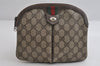 Authentic GUCCI Web Sherry Line Shoulder Bag GG PVC Leather Brown Junk 9112I