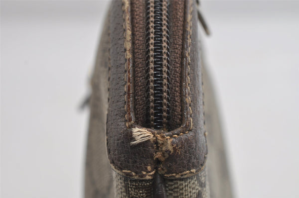 Authentic GUCCI Web Sherry Line Shoulder Bag GG PVC Leather Brown Junk 9112I