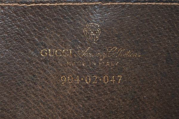 Authentic GUCCI Web Sherry Line Shoulder Bag GG PVC Leather Brown Junk 9112I