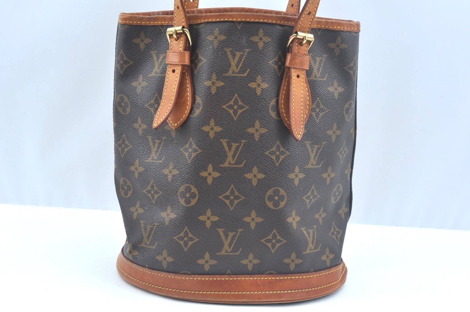 Authentic Louis Vuitton Monogram Bucket PM Shoulder Tote Bag M42238 Junk 9113H